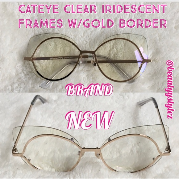 Accessories - MAKE AN OFFER Cat Eye Iridescent Frames Gold Rim